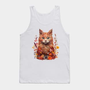 Flowery Cat Cute Gifts For Cats & Flower Lover Tank Top